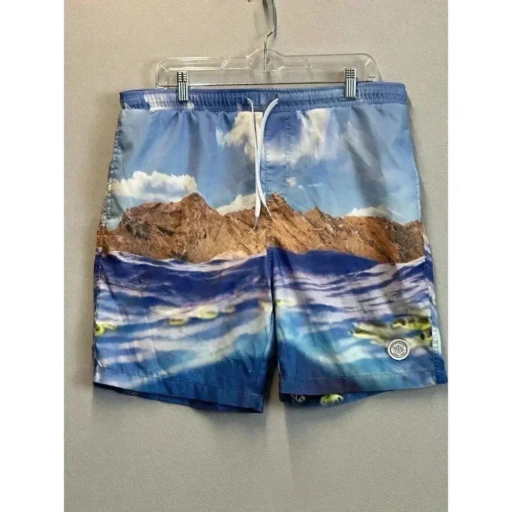 Men's Brooklyn Cloth Mfg Co Volley‎ Swim Trunks Size Large Ocean Beach Design